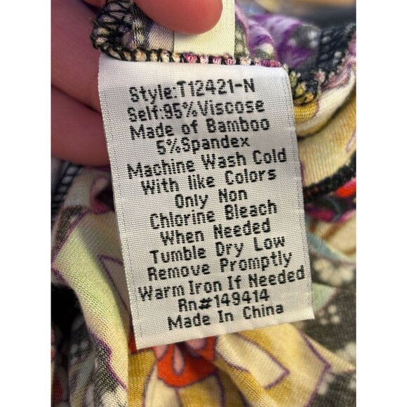 Johnny Was Floral Phoenix Printed Long Sleeve Pullover Shirt Black Multi S - Picture 7 of 7